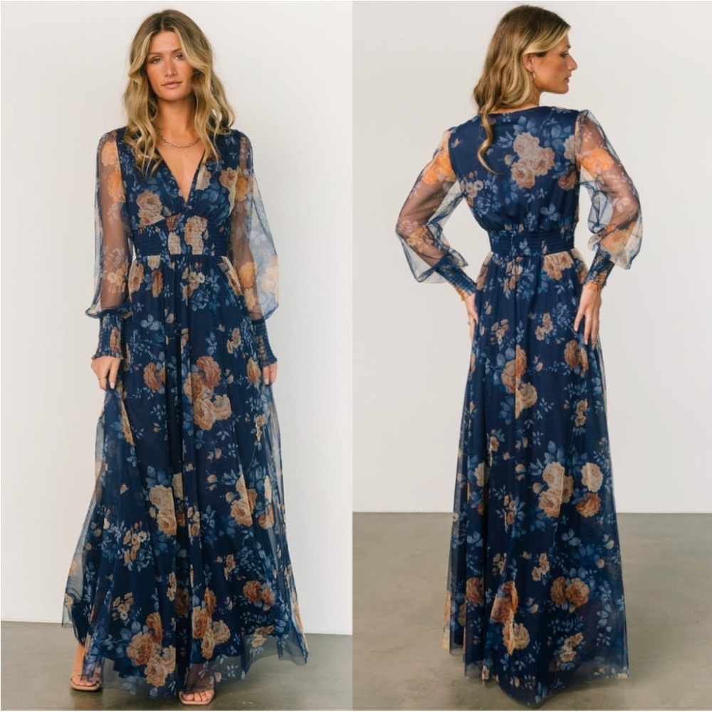 Baltic Born Navy Floral Maxi Dress